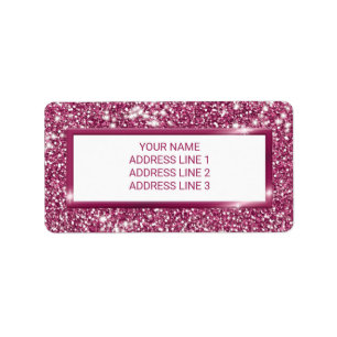 Falsk rosa glittertextur med anpassad text adressetikett