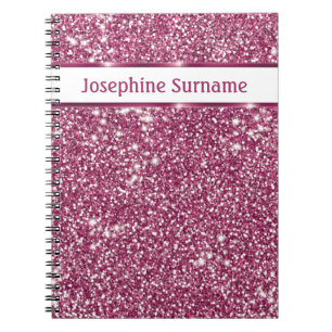 Falsk rosa glittertextur med anpassat namn anteckningsbok