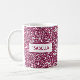 Falsk rosa glittertextur med anpassat namn kaffemugg