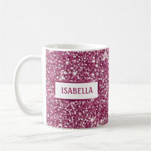 Falsk rosa glittertextur med anpassat namn kaffemugg