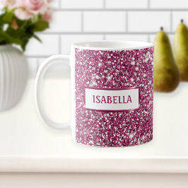 Falsk rosa glittertextur med anpassat namn kaffemugg