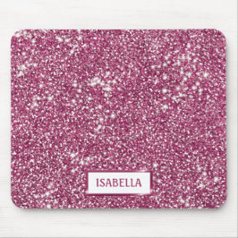Falsk rosa glittertextur med anpassat namn musmatta