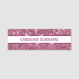Falsk rosa glittertextur med anpassat namn - namnbricka