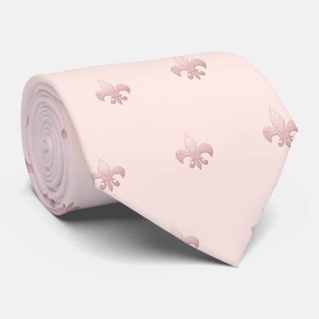Falsk Rosa Guld Fleur de lis Gör-det-själv Rosensk Slips (Rullad)