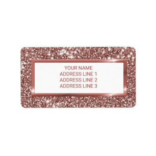 Falsk Rosa Guld Glitter Textur Utseende & Anpassad Adressetikett