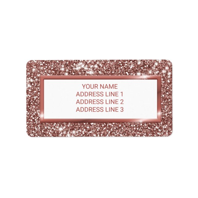 Falsk Rosa Guld Glitter Textur Utseende & Anpassad Adressetikett (Framsidan)