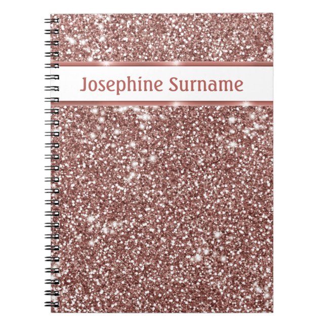 Falsk Rosa Guld Glitter Textur Utseende & Anpassad Anteckningsbok (Framsidan)