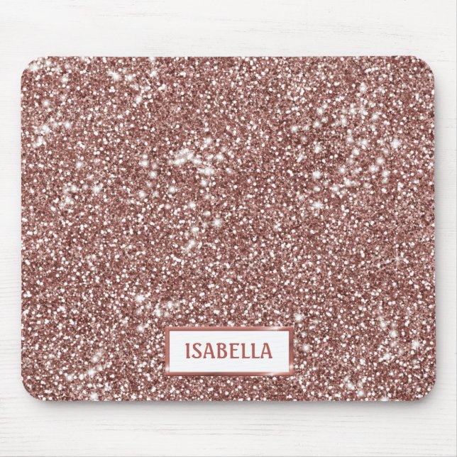 Falsk Rosa Guld Glitter Textur Utseende & Anpassat Musmatta (Framsidan)