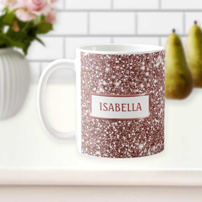 Falsk Rosa Guld Glitter Textur Utseende Med Ditt N Kaffemugg (Skapare uppladdad)