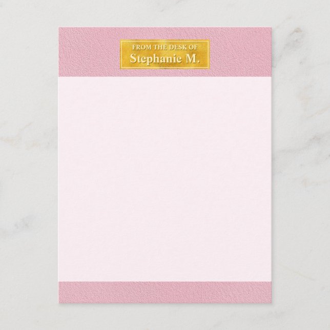 Falsk rosa läderstruktur med guldfolie-banner anteckningskort (Framsida)