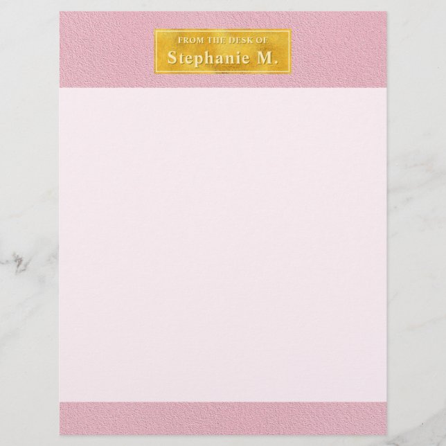 Falsk rosa läderstruktur med guldfolie och text brevhuvud (Framsida)