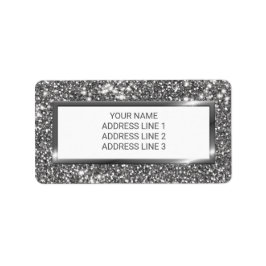 Falsk Silver Glitter Textur Utseende & Anpassad Te Adressetikett