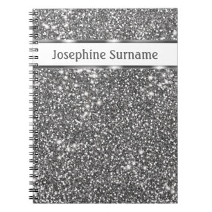Falsk Silver Glitter Textur Utseende & Anpassad Te Anteckningsbok