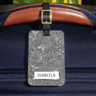 Falsk Silver Glitter Textur Utseende & Anpassad Te Bagagebricka