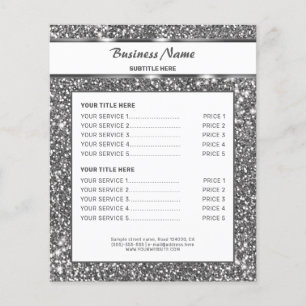 Falsk Silver Glitter Textur Utseende & Anpassad Te Flygblad