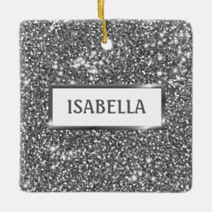 Falsk Silver Glitter Textur Utseende & Anpassat Na Julgransprydnad Keramik