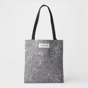 Falsk Silver Glitter Textur Utseende & Anpassat Na Tygkasse