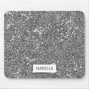 Falsk silver glittertextur och anpassat namn musmatta