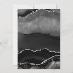 Falsk svart marmorerad agat elegant silverglitter inbjudningar