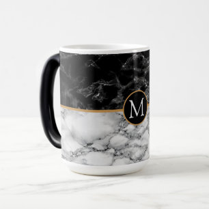 Falsk svart vit marmor kaffemugg Anpassad bokstav