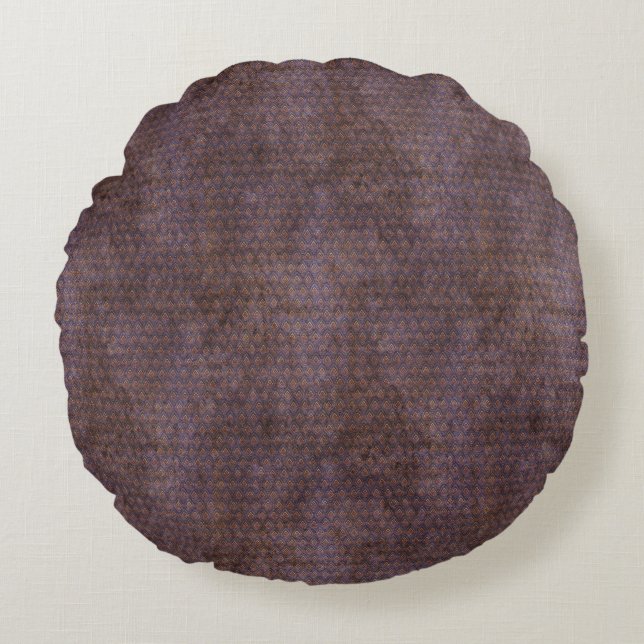 Falsk Velvet - Mörk Mauve Rund Kudde (Framsidan)