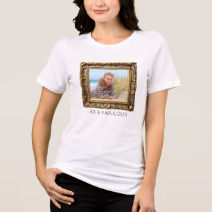 Falsk Vintage Guld Ram 40 & Fantastisk Foto T Shirt