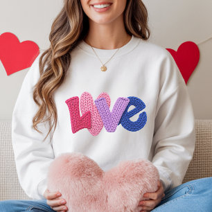 Falsk virkad kärleksdesign-sweatshirt t shirt