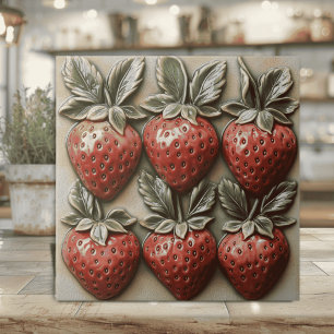 Falska 3D-glaserade italienska jordgubbar Kakelplatta