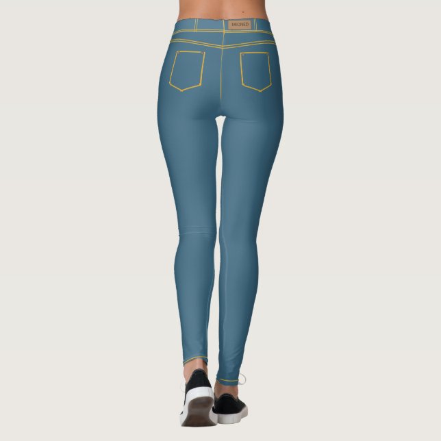 Falska blå jeansleggings leggings (Baksida)