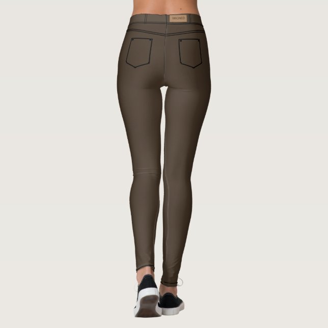Falska bruna jeansleggings leggings (Baksida)