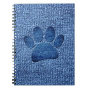 Falska Denim Jeans Hund Tassavtryck Anteckningsbok