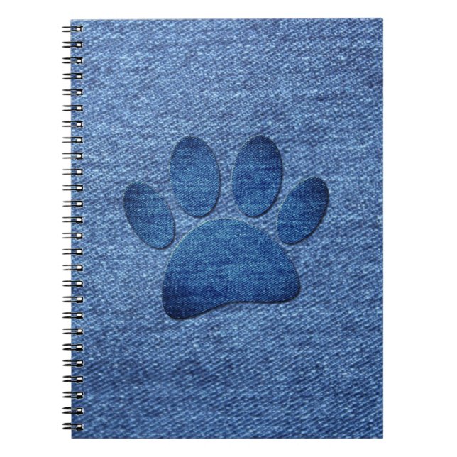 Falska Denim Jeans Hund Tassavtryck  Anteckningsbok (Framsidan)