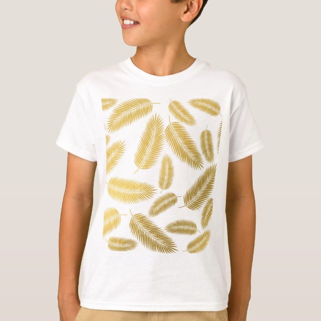 Falska Guld Palmbladsmönster T Shirt (Framsida)