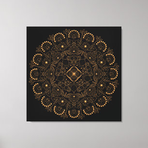 Falska Guld Pärl Ornament Mandala Canvastryck