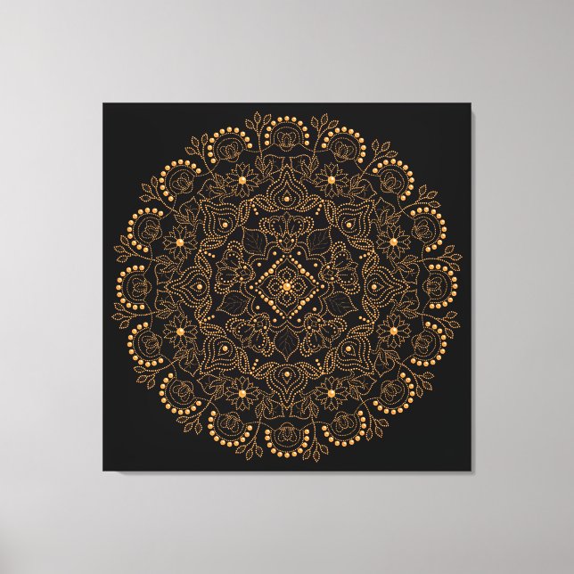 Falska Guld Pärl Ornament Mandala Canvastryck (Framsida)