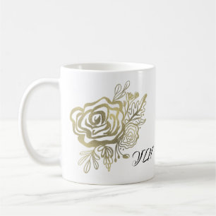 Falska guldfranska rosblommor kaffemugg