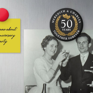 Falska guldhjärtan & krans 50-års bröllopsjubileum magnet