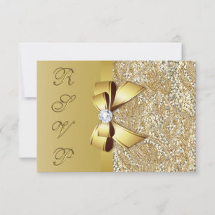 Falska Guldpaljetter Rosett RSVP OSA Kort