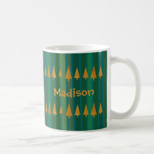 Falska julgranar i guld med gröna ränder kaffemugg