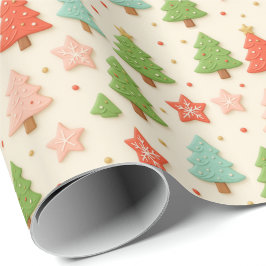 Falska lerjulskukor i julklappspapper presentpapper