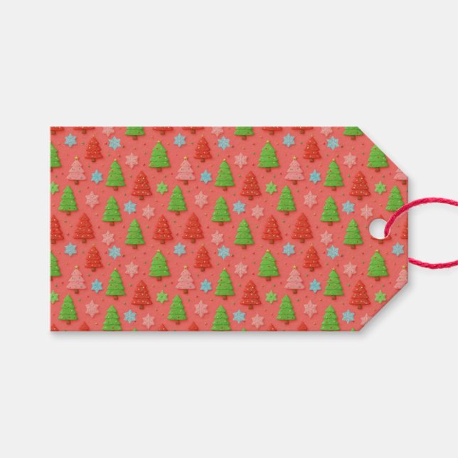 Falska lerlercookies i julklappspapper presentetikett (Framsidan (Horisontell))