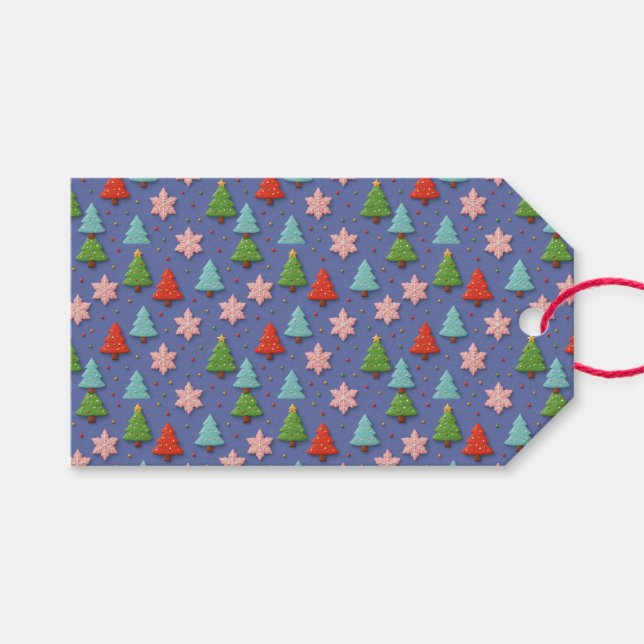 Falska lerlercookies i julklappspapper presentetikett (Framsidan (Horisontell))