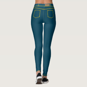 Falska Navy Blå Jean Leggings
