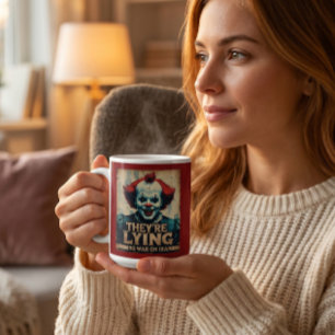 Falska Nyheter Nej Krig Iran Clown Kaffemugg