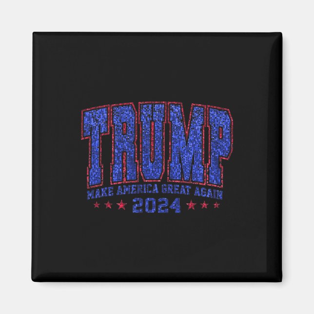 Falska paljetter Trump 2024 President Gör Amerika  Magnet (Framsidan)
