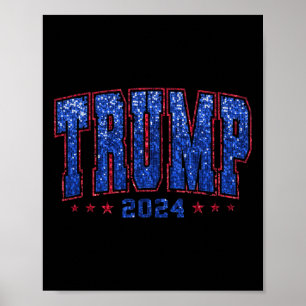 Falska paljetter Trump 2024 President Gör Amerika Poster