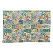 Falska patchwork trädgårdsblommor retro elegant sn