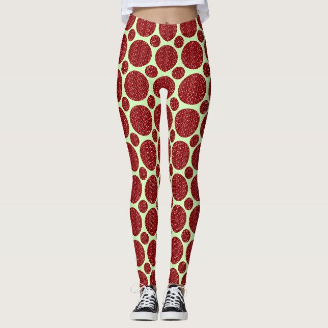 Falska röda glittercirklar leggings (Framsida)
