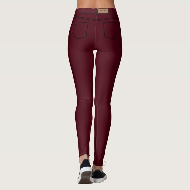 Falska röda jeansleggings leggings (Baksida)