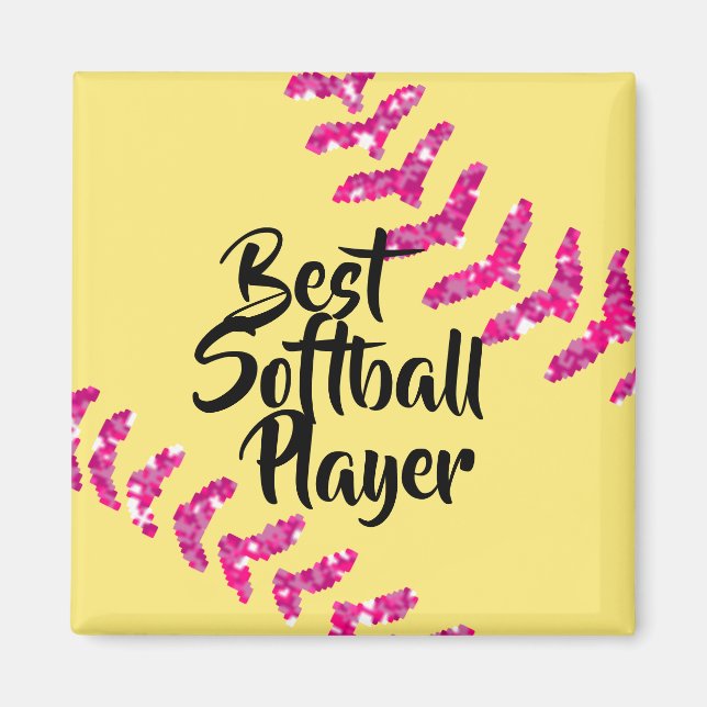 Falska rosa glitter Softball-sydda Magnet (Framsidan)